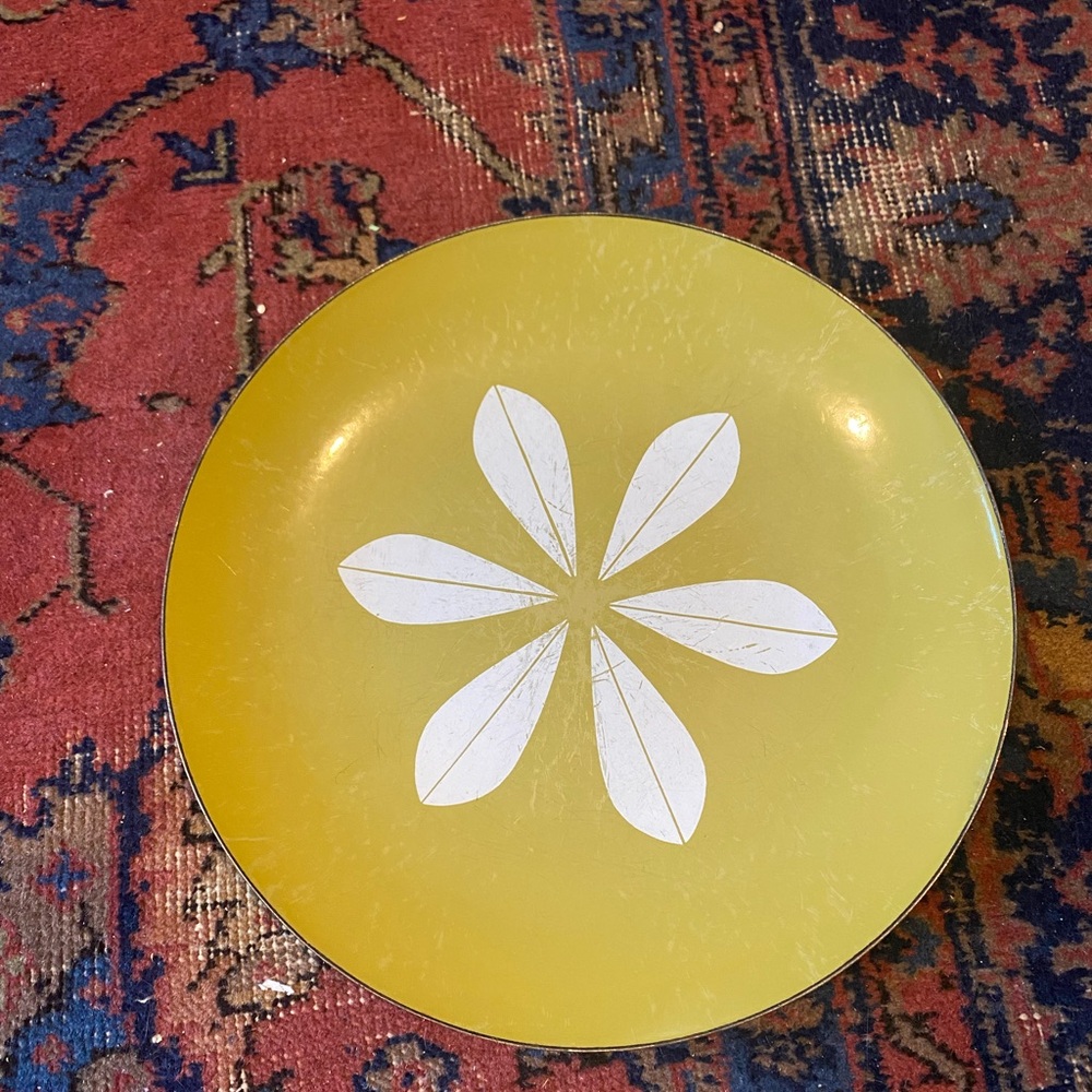 Catherine Holm Yellow Green Lotus Serving Platter 12 inch